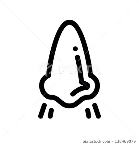 Breathing through nose icon, with airflow Breathing through nose icon, with airflow 136469079