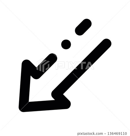 Pointing Down and Left, Navigation Symbol 136469110