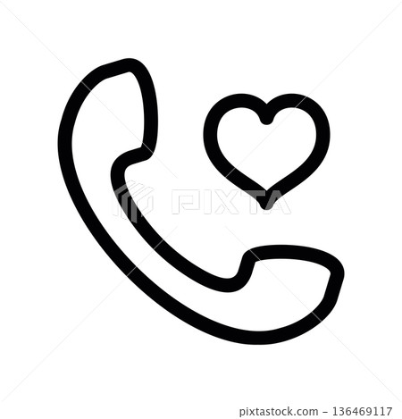 Romantic Call Icon Phone with Heart Symbol Romantic Call Icon Phone with Heart Symbol 136469117