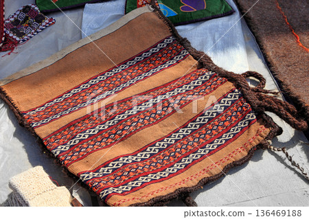 Handmade bag for storing bread. Turkmenistan. Ashkhabad market. 136469188