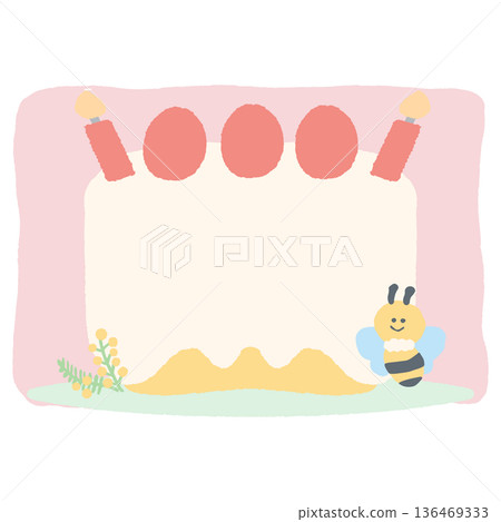 現成的生日字母邊框 | 三月 - 無文字蛋糕插圖 136469333