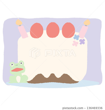 即用型生日字母邊框 | 六月 - 無文字蛋糕插圖 136469336