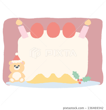 即用型生日字母邊框 | 十二月 - 無文字蛋糕插圖 136469342