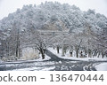 Snow scene at Atago Shrine, Kasama City, Ibaraki Prefecture 136470444