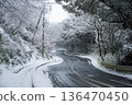Snow scene at Atago Shrine, Kasama City, Ibaraki Prefecture 136470450