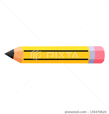 Illustration of a Yellow Pencil with Eraser Illustration of a Yellow Pencil with Eraser 136470620