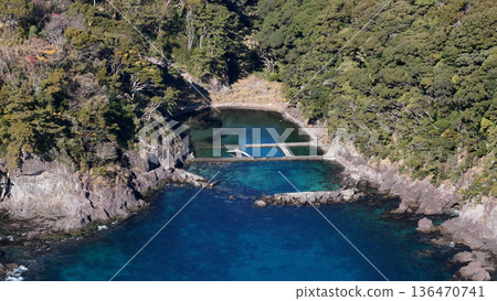 Manazuru Aquarium ruins (aerial view), Ashigarashimo District, Kanagawa Prefecture, Japan Manazuru Aquarium ruins (aerial view), Ashigarashimo District, Kanagawa Prefecture, Japan 136470741