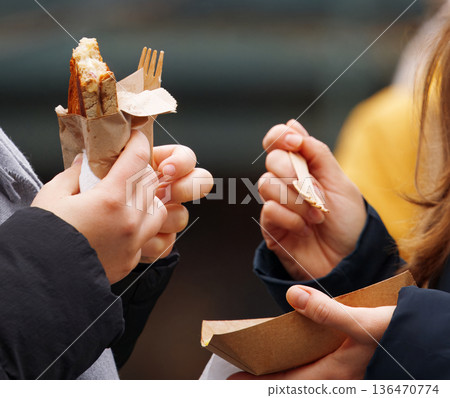 Winter Street Food Moment at the Riverside Naplavka 136470774