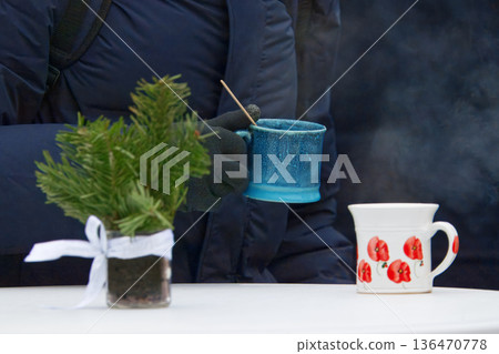 Hot drink during advent at Naplavka farmers market Hot drink during advent at Naplavka farmers market 136470778