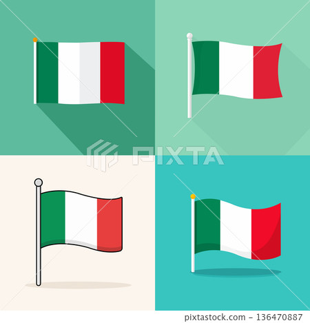 Italy and Mexico Flag Illustration Icon Set in Flat Design Italy and Mexico Flag Illustration Icon Set in Flat Design 136470887