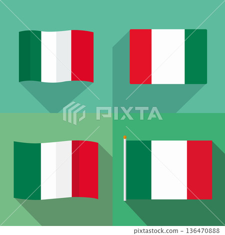 Italy and Mexico Flag Vector Set with Flat Long Shadow Design Italy and Mexico Flag Vector Set with Flat Long Shadow Design 136470888