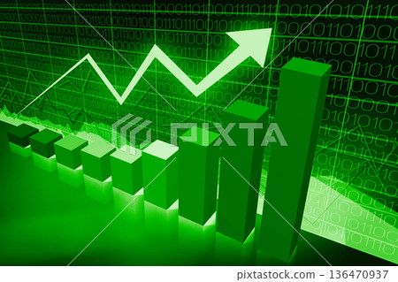 Upwards arrow and bar chart - growth, prosperity concept Upwards arrow and bar chart - growth, prosperity concept 136470937