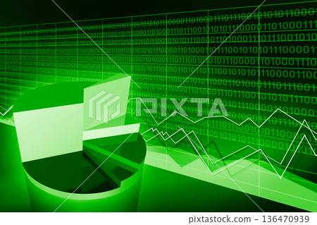 Pie chart and financial data - trade, business concept Pie chart and financial data - trade, business concept 136470939