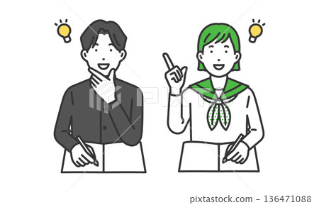 確信的男女學生 136471088