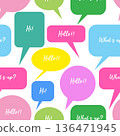 Vector seamless pattern with colorful speech bubbles 136471945