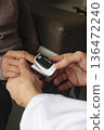 a doctor assessing an elderly woman with oximeter 136472240