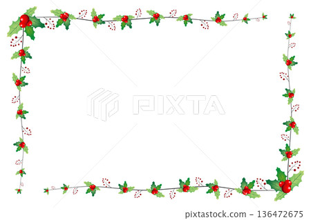 Christmas frame with mistletoe berries 136472675