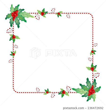 Christmas frame with mistletoe berries Christmas frame with mistletoe berries 136472692