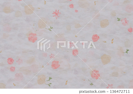日式粉彩色花卉圖案繪製於日本紙上 136472711