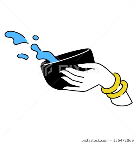 hand holding water bowl splashing songkran festival 136472869