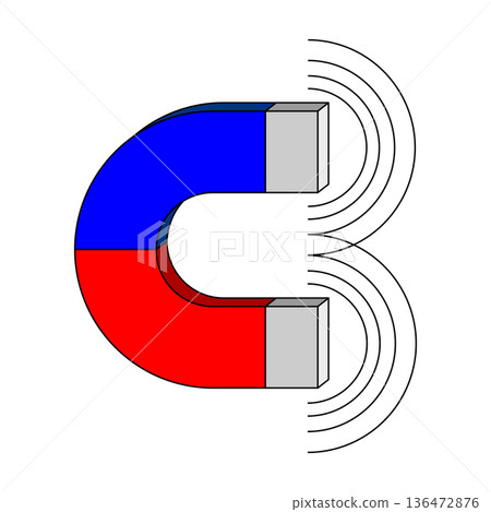 Red and blue magnet outline illustration Red and blue magnet outline illustration 136472876