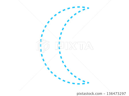 一輪可愛的虛線月亮,讓人聯想到夜晚和睡眠;還有一輪用淺藍色虛線繪製的簡單新月。 一輪可愛的虛線月亮,讓人聯想到夜晚和睡眠;還有一輪用淺藍色虛線繪製的簡單新月。 136473297