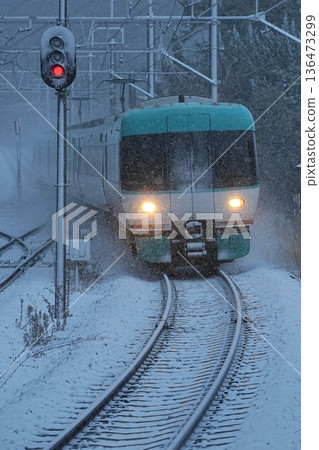 JR West Limited Express Kuroshio running through the snow JR West Limited Express Kuroshio running through the snow 136473299