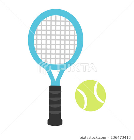 Tennis racket and tennis ball illustration 136473413