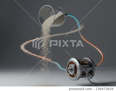 能量轉換的抽象視覺化圖像 | 馬達和粒子流 136473629