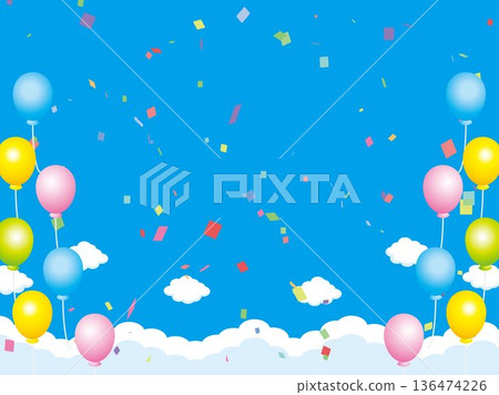 New Year, New Year's card, sky, cloud, frame, confetti, blue sky, zodiac, landscape, New Year, New Year, 136474226