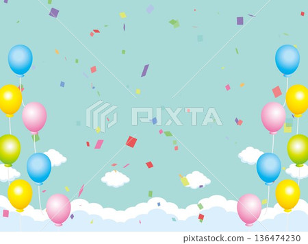 新年，新年賀卡，天空，雲朵，相框，彩帶，藍天，十二生肖，風景，新年，新年 136474230