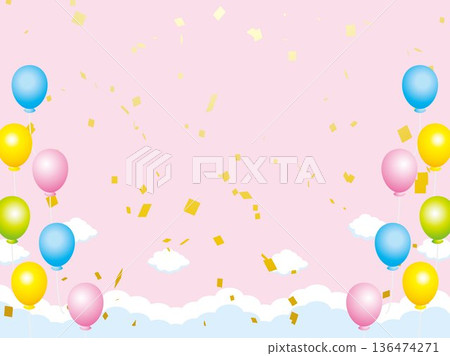 新年，新年賀卡，天空，雲朵，相框，彩帶，藍天，十二生肖，風景，新年，新年 136474271