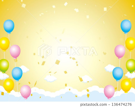 新年，新年賀卡，天空，雲朵，相框，彩帶，藍天，十二生肖，風景，新年，新年 136474276