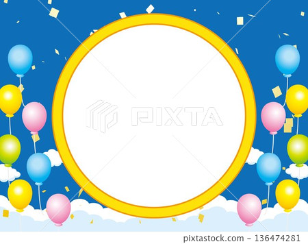 New Year, New Year's card, sky, cloud, frame, confetti, blue sky, zodiac, landscape, New Year, New Year, 136474281
