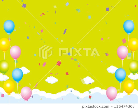 New Year, New Year's card, sky, cloud, frame, confetti, blue sky, zodiac, landscape, New Year, New Year, 136474303