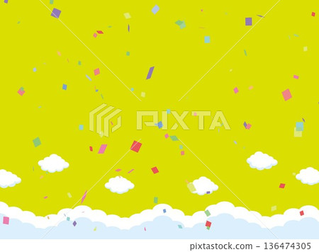New Year, New Year's card, sky, cloud, frame, confetti, blue sky, zodiac, landscape, New Year, New Year, 136474305