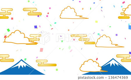 New Year, New Year's card, sky, cloud, frame, confetti, blue sky, zodiac, landscape, New Year, New Year, New Year, New Year's card, sky, cloud, frame, confetti, blue sky, zodiac, landscape, New Year, New Year, 136474369