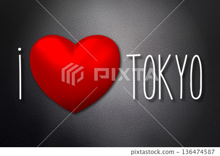 I love Tokyo - heart shape, black background - 3D illustration I love Tokyo - heart shape, black background - 3D illustration 136474587