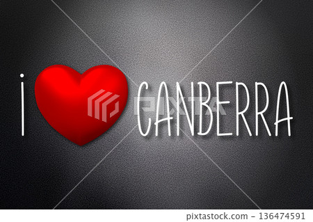 I love Canberra - heart shape, black background - 3D illustration I love Canberra - heart shape, black background - 3D illustration 136474591