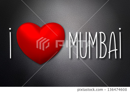 I love Mumbai - heart shape, black background - 3D illustration I love Mumbai - heart shape, black background - 3D illustration 136474608