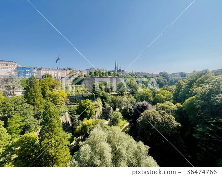 Luxembourg city panorama showing petrusse valley and old town 136474766