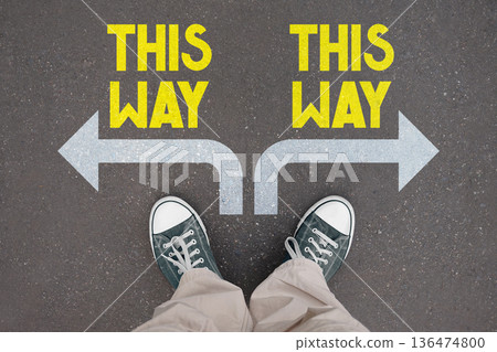 This way - legs with trainer shoes This way - legs with trainer shoes 136474800