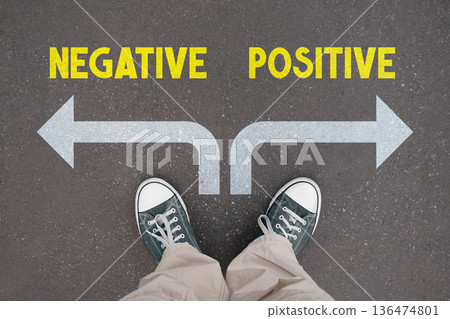 Positive, negative - legs with trainer shoes Positive, negative - legs with trainer shoes 136474801