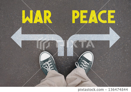 War, peace - legs with trainer shoes 136474844