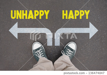 Happy or unhappy - legs with trainer shoes Happy or unhappy - legs with trainer shoes 136474847