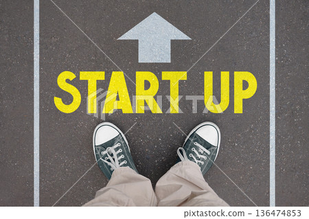 Start up - legs with trainer shoes Start up - legs with trainer shoes 136474853