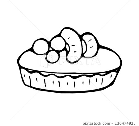 Hand Drawn Sweet Berry Pie Minimal Line Art Dessert Illustration Hand Drawn Sweet Berry Pie Minimal Line Art Dessert Illustration 136474923