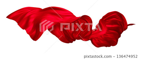 Luxury red fabric flowing in the wind isolated on white background 3D render Luxury red fabric flowing in the wind isolated on white background 3D render 136474952