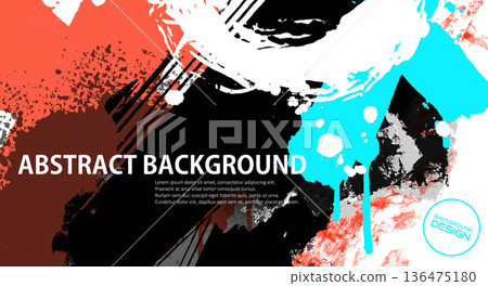 Abstract graffiti banner with colorful elements, paint splashes, scribbles and throw up pieces. Street art background vector illustration. 136475180