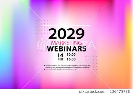 Marketing webinars announcement featuring a vibrant colorful background to boost engagement. This modern template provides a fresh look for digital events and creative online workshops. 136475788